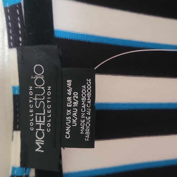 Michel Studio Faux Wrap Striped Maxi Dress - Size 1x - Picture 9 of 12